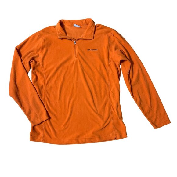 Columbia Fleece Orange Pullover Lightweight Jacket Quarter Zip Hunt Camo Large - Picture 1 of 13